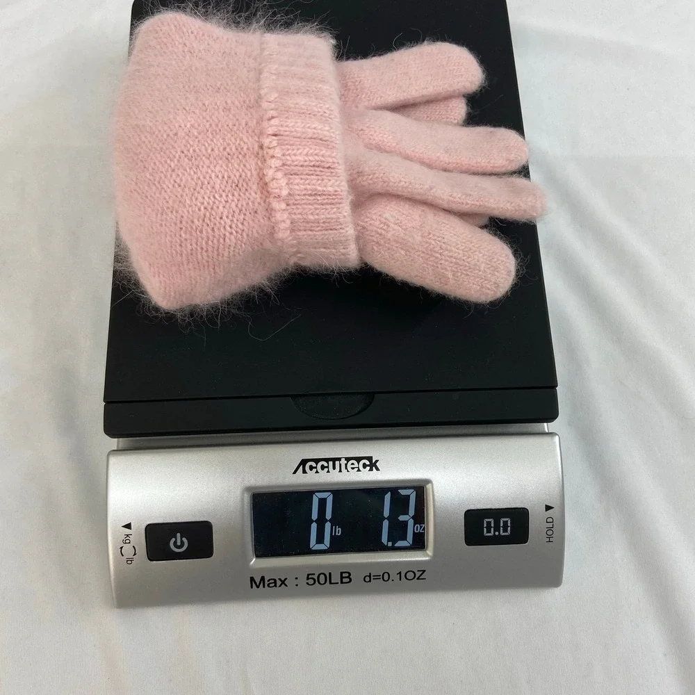 Women's light pink soft fuzzy warm winter gloves cold gear ribbed cuff one size‎